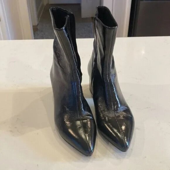 Vagabond Giselle Boots Black Patent Leather Shiny Pointy Toe Heel Ankle Boots 8 - Picture 3 of 4